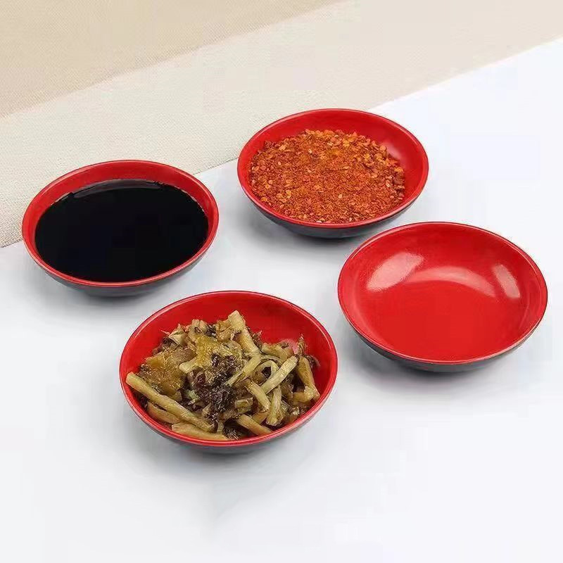 Meal Prep Bowl - 3개 세트 빨간색과 검은색 원형 멜라민