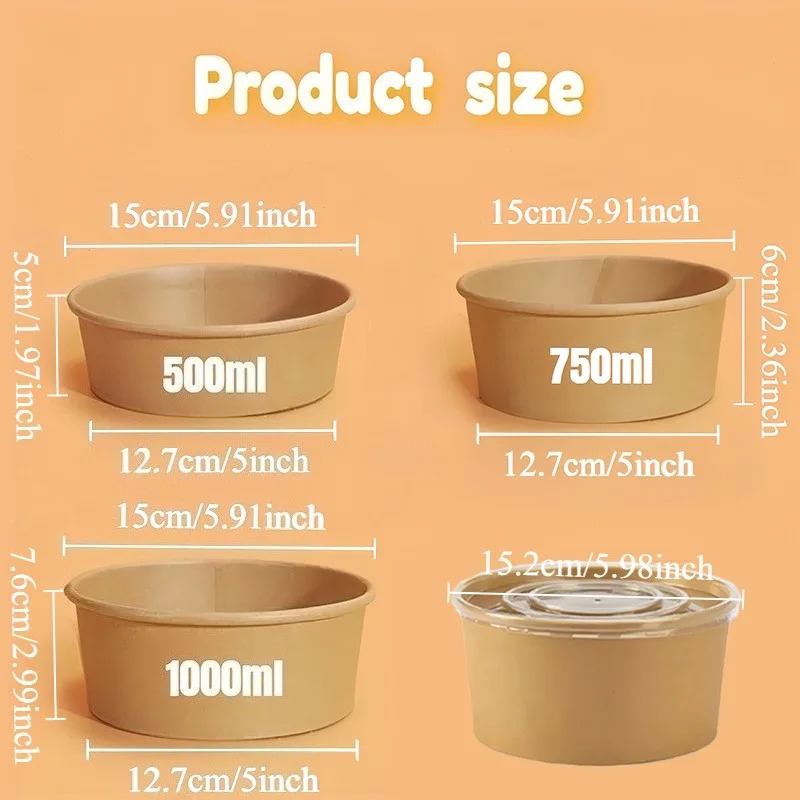 15/30PCS 크래프트 종이 그릇 뚜껑이 있는 일회용 - Meal Prep Bowl 리뷰 및 가격