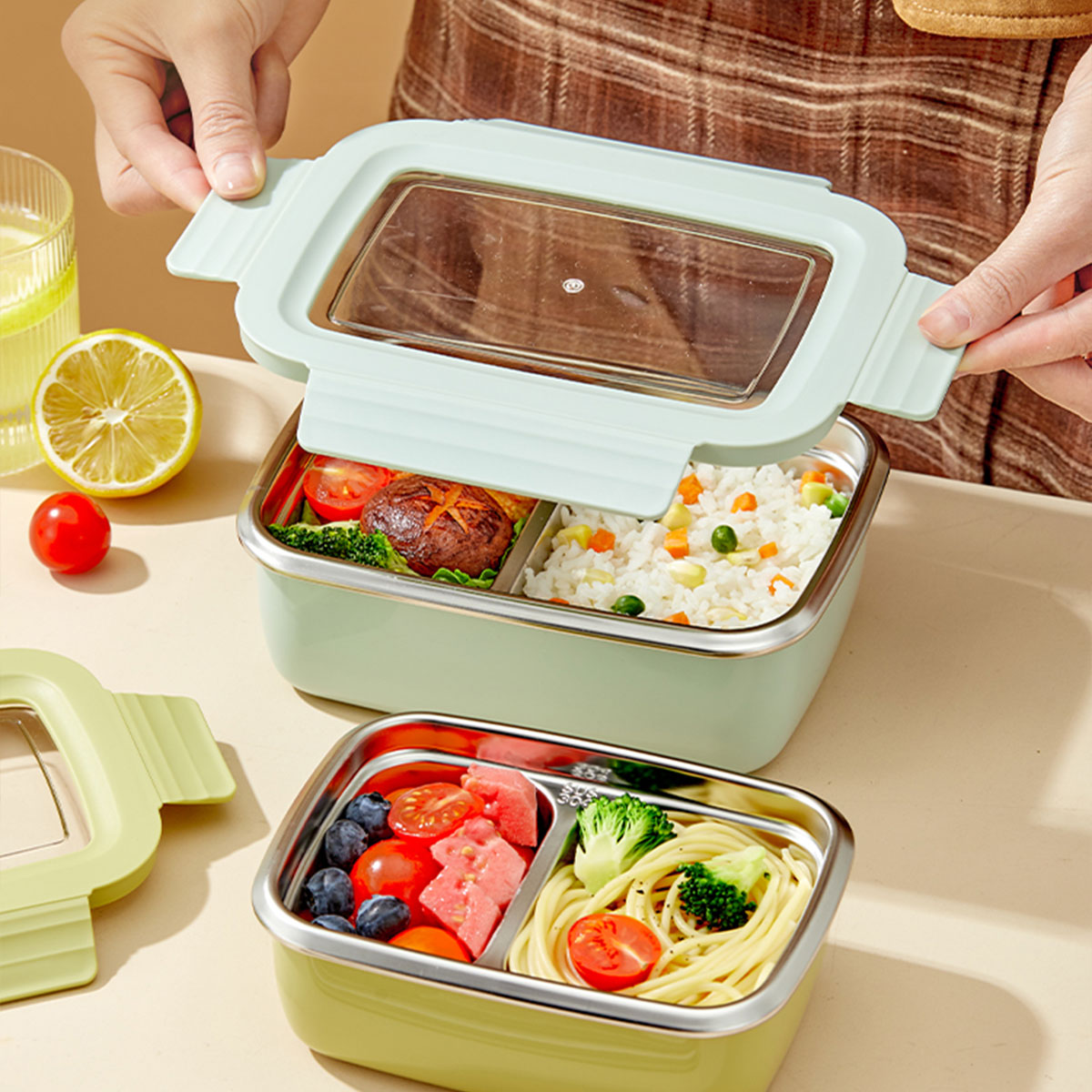 전자레인지용 304 스테인리스 스틸 칸막이 도시락, 쌓 - Meal Prep Bowl 리뷰 및 가격
