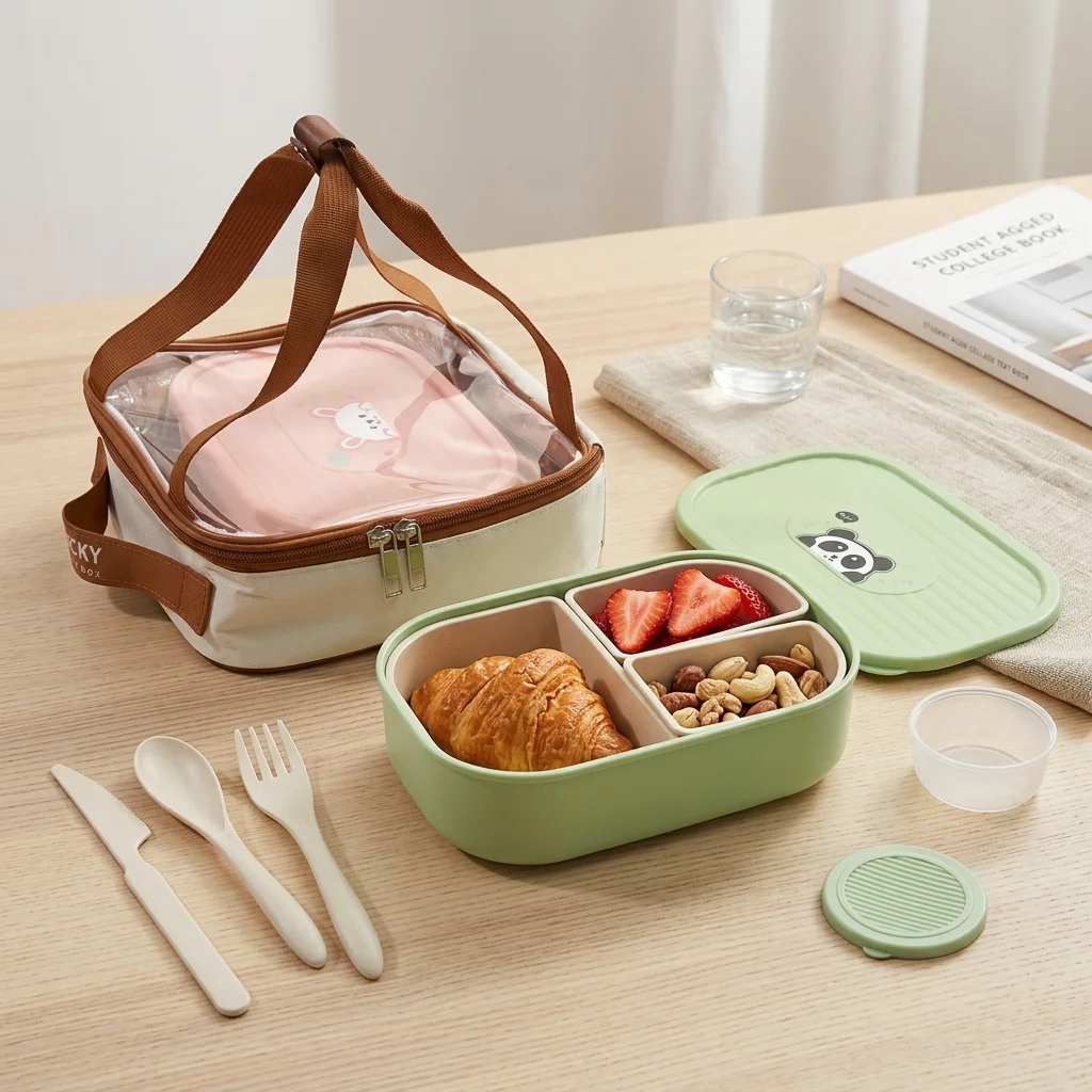 뚜껑이 있는 어린이용 도시락통, 3칸 분리형 플라스틱  - Meal Prep Or Prep Meal 리뷰 및 가격
